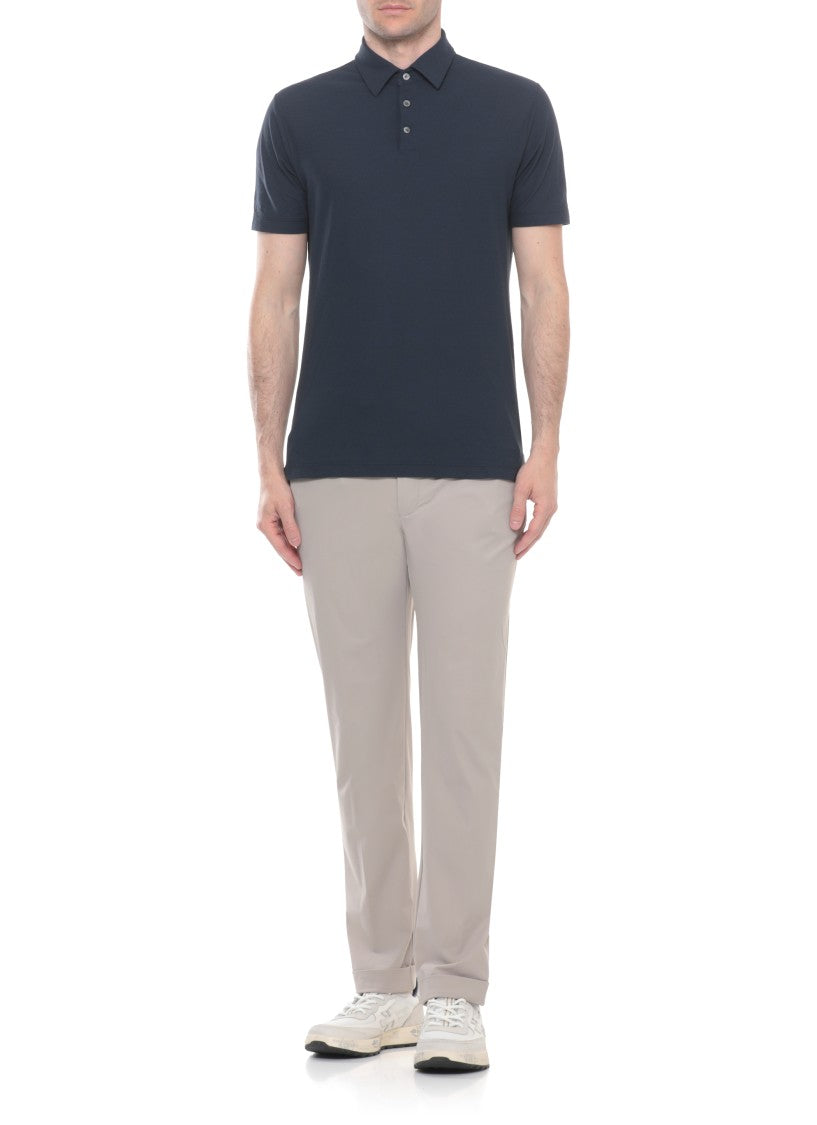 Zanone Blue Cotton Polo Shirt