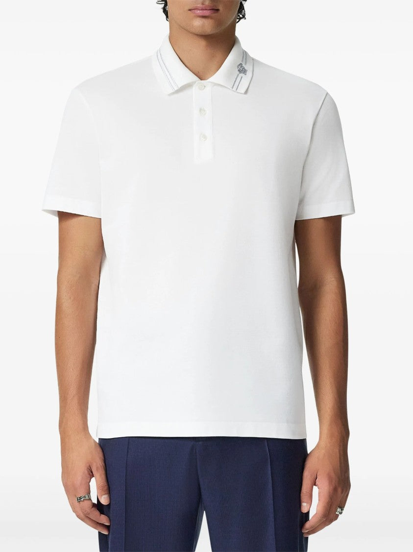 Versace Black Classic Short-Sleeve Double Stripe Polo