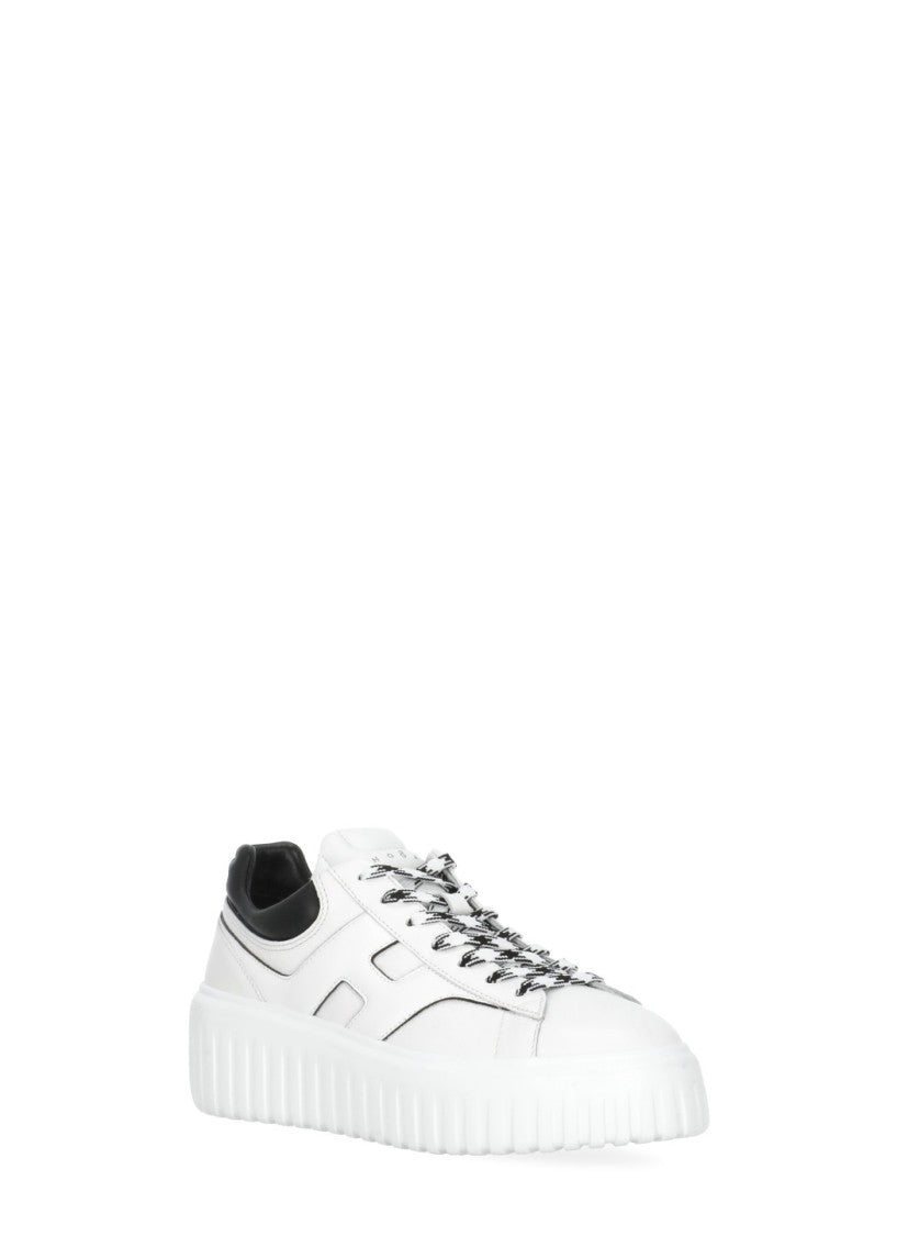 Hogan White H-Stripes Leather Sneakers