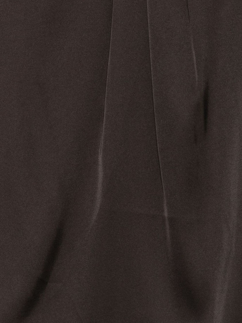 Dexterior High-Neck Gray Blouse With Pleat Detail