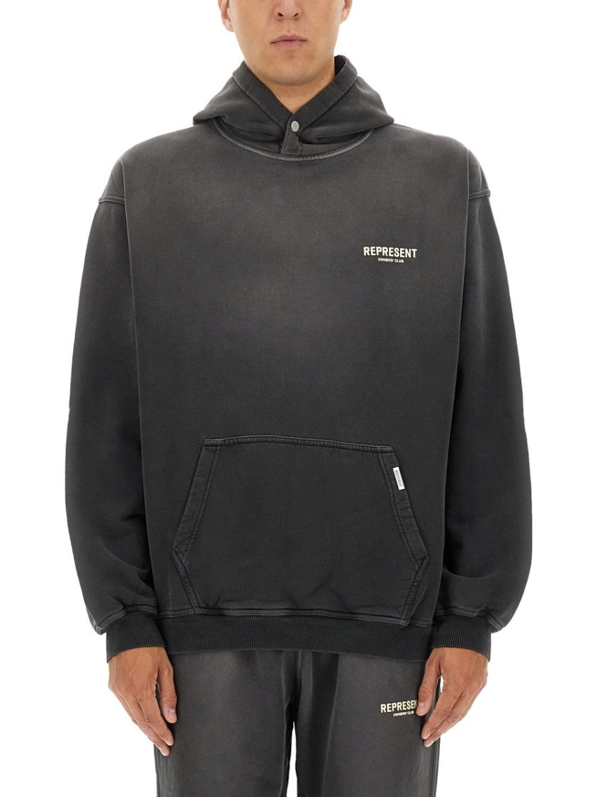 Represent Washed Black Hoodie With Relaxed Fit