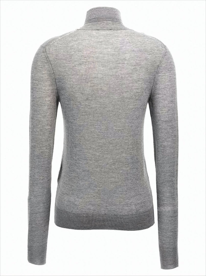 Saint Laurent Refined Grey Wool Turtleneck Sweater By Saint Laurent