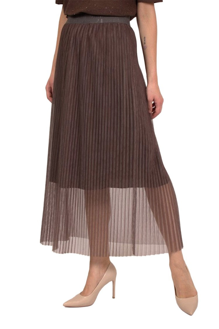 Peserico Brown Crepe Midi Skirt