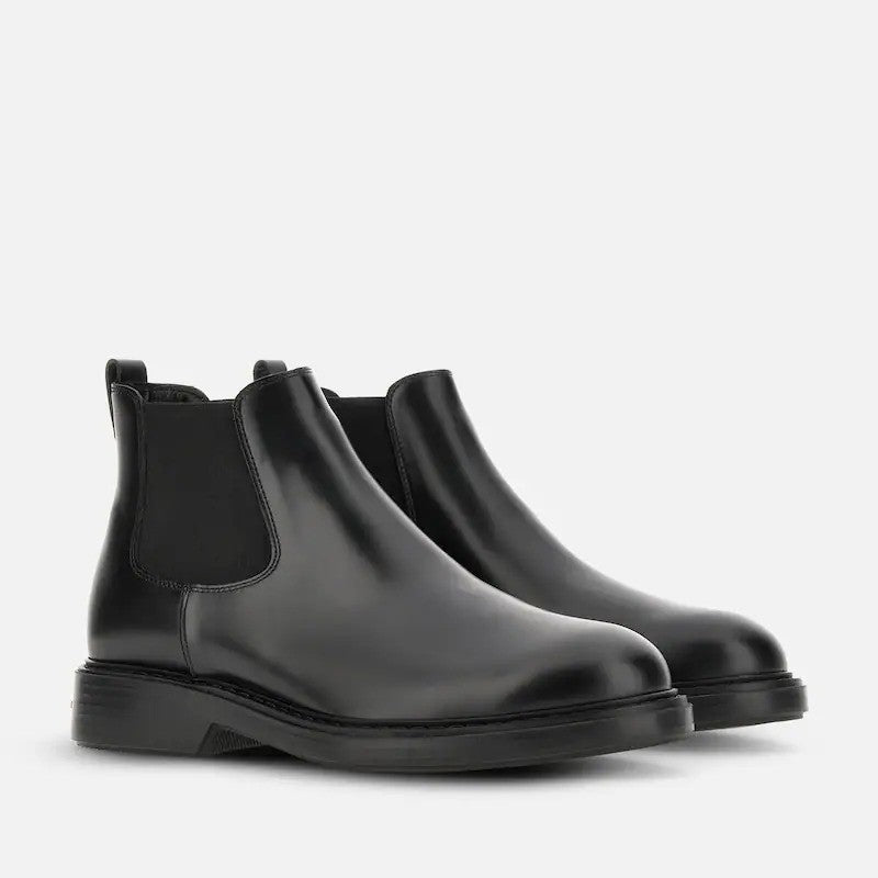 Hogan Smooth Leather Chunky Sole Chelsea Boots