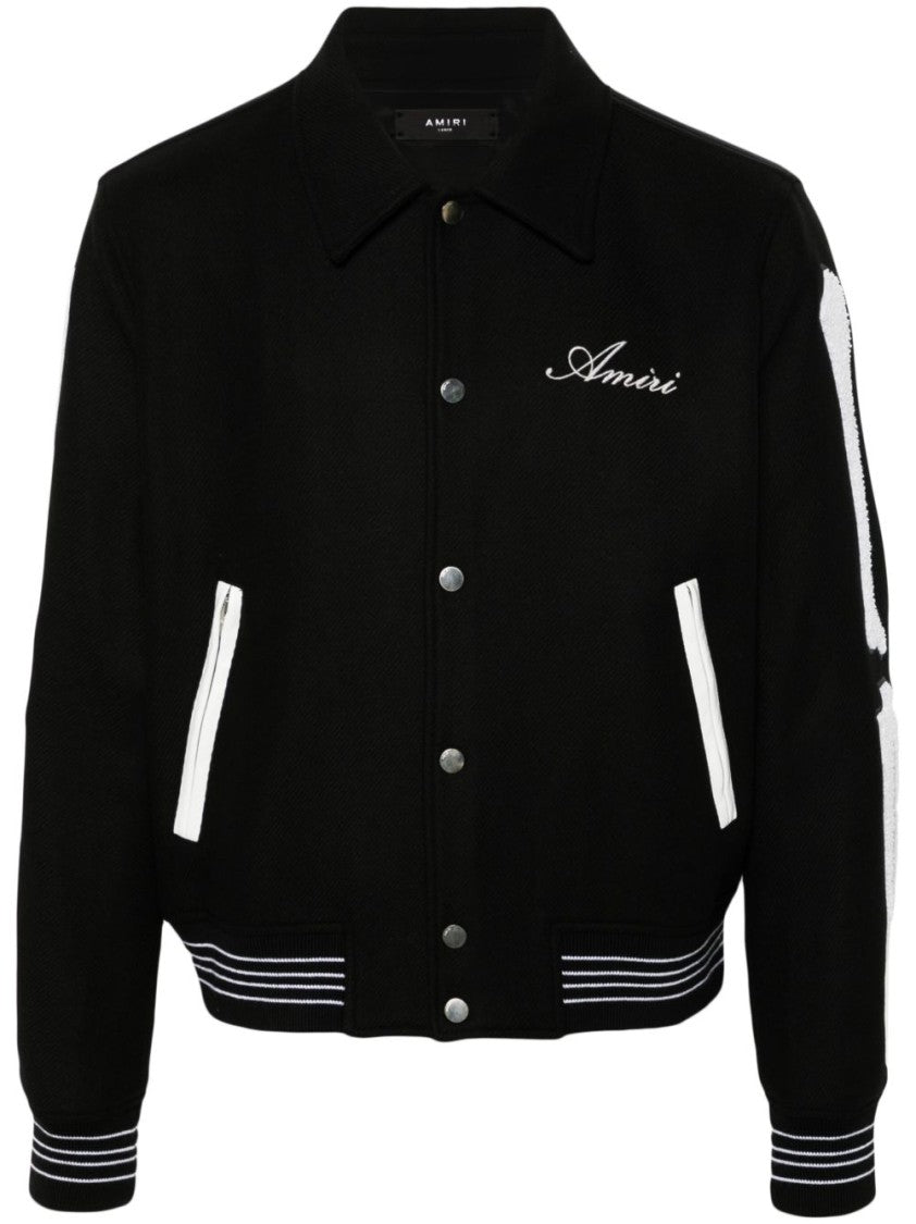 Amiri Tailored Black And White Wool Blend Jacket