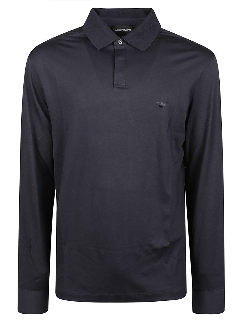 Emporio Armani Long-Sleeve Modal-Silk Blend Polo Shirt