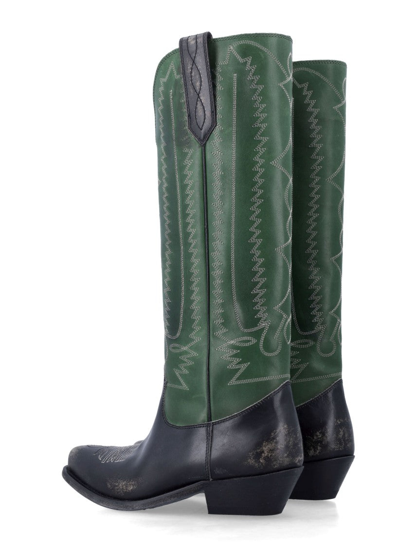 Golden Goose Wish Star Embroidered Western Leather Boots