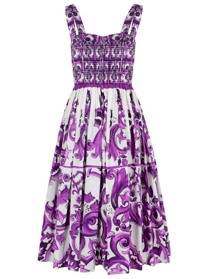 Dolce & Gabbana Majolica Dress In Cotton Poplin