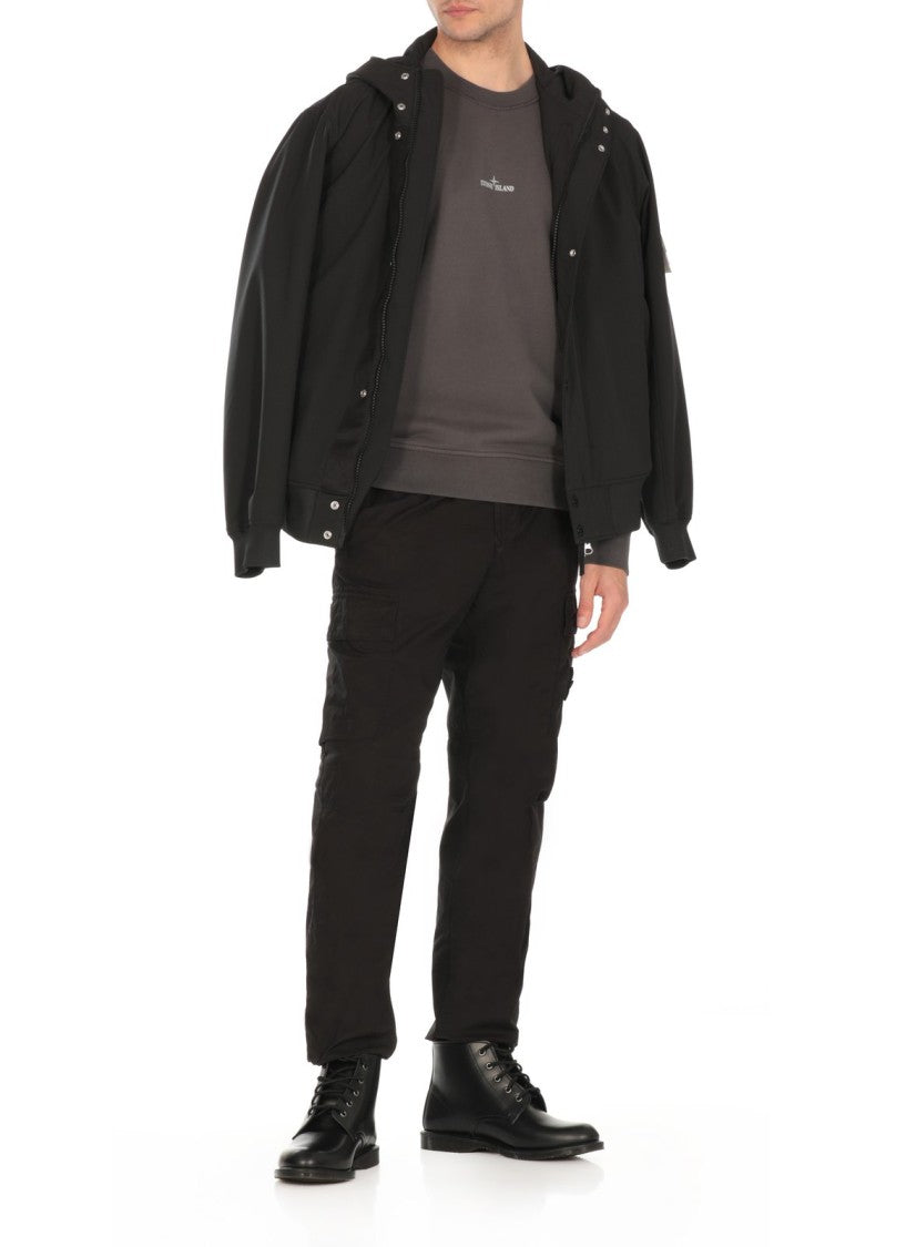 Stone Island Black Long-Sleeve Sweatshirt With Central Logo
