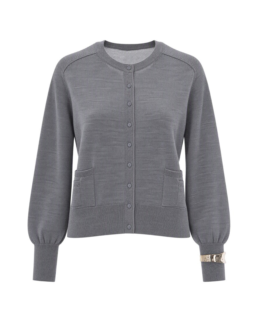 Liu Jo Grey Melange Fine Knit Cardigan
