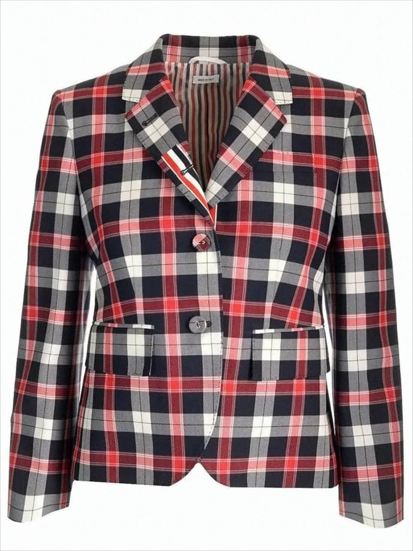 Thom Browne Plaid Tailored Jacket With Structured Silhouette