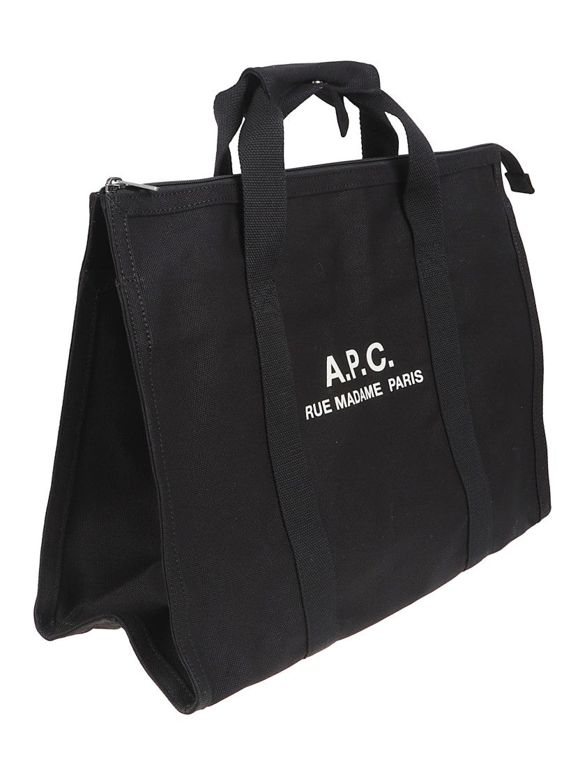 A.P.C. Large Black Cotton Tote Bag With Detachable Strap