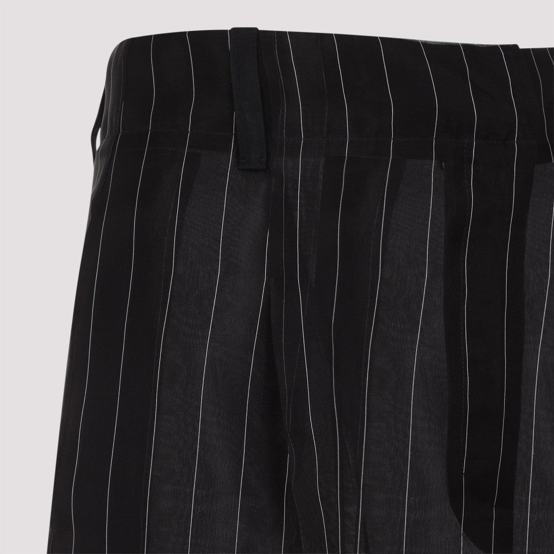 Khaite Wide-Leg Silk Trousers With Pinstripe Design