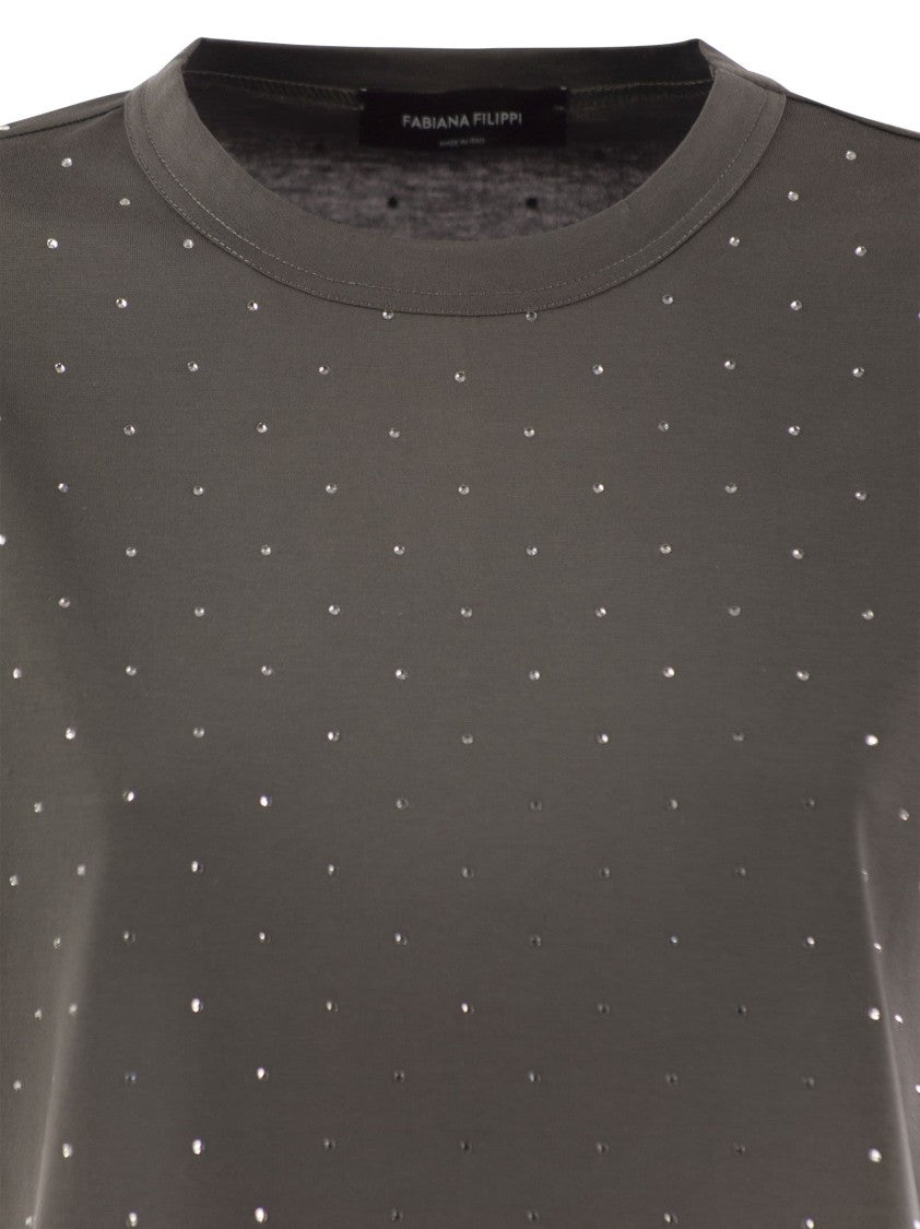 Fabiana Filippi Jersey T-Shirt With All Over Embroidery