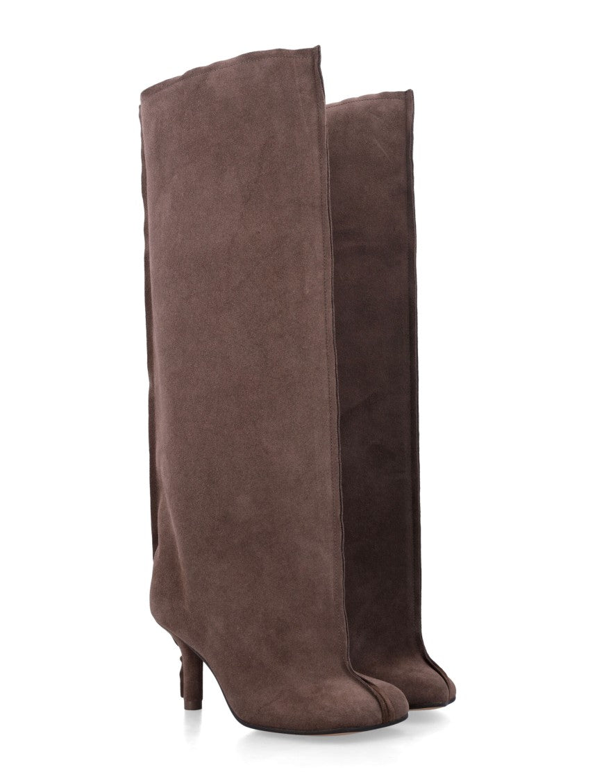 Mm6 By Maison Margiela High Suede-Like Slim Mid-Height Heel Boots