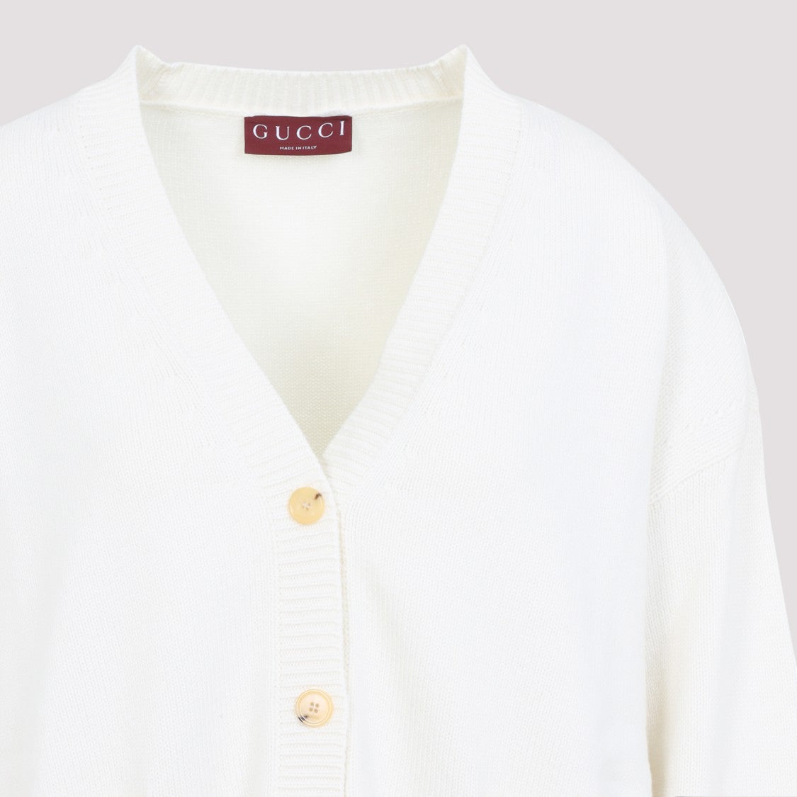 Gucci Ivory White Wool Web Cardigan