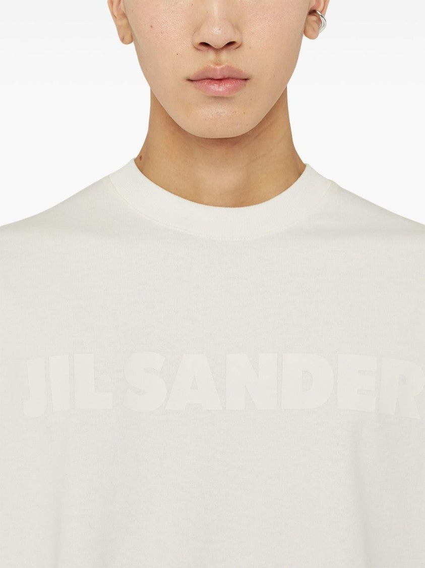 Jil Sander Porcelain Cotton Jersey T-Shirt With Minimalist Logo