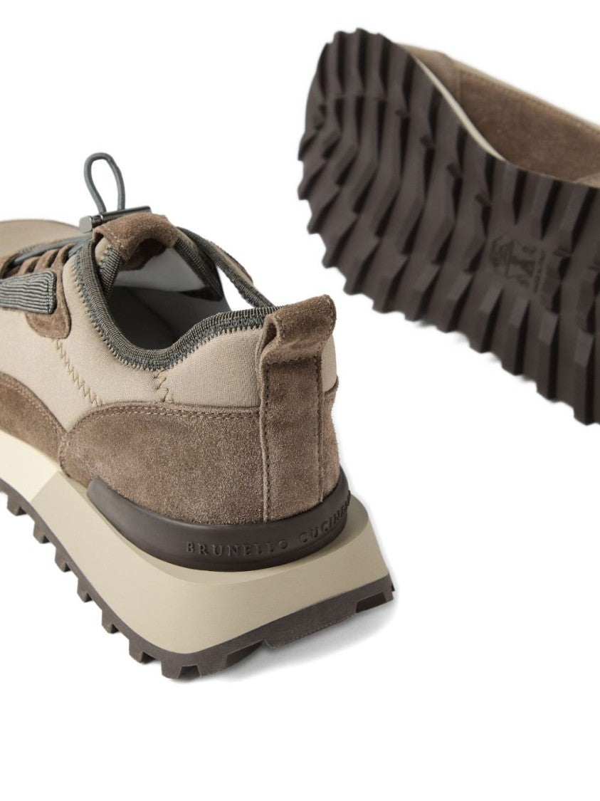 Brunello Cucinelli Runners In Techno Fabric And Suede