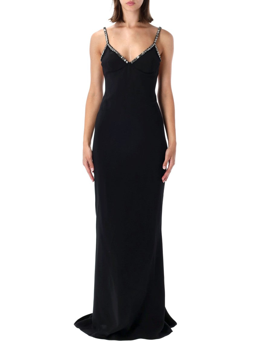Stella Mccartney Floor-Length Embellished Evening Gown With V-Neckline And Straps