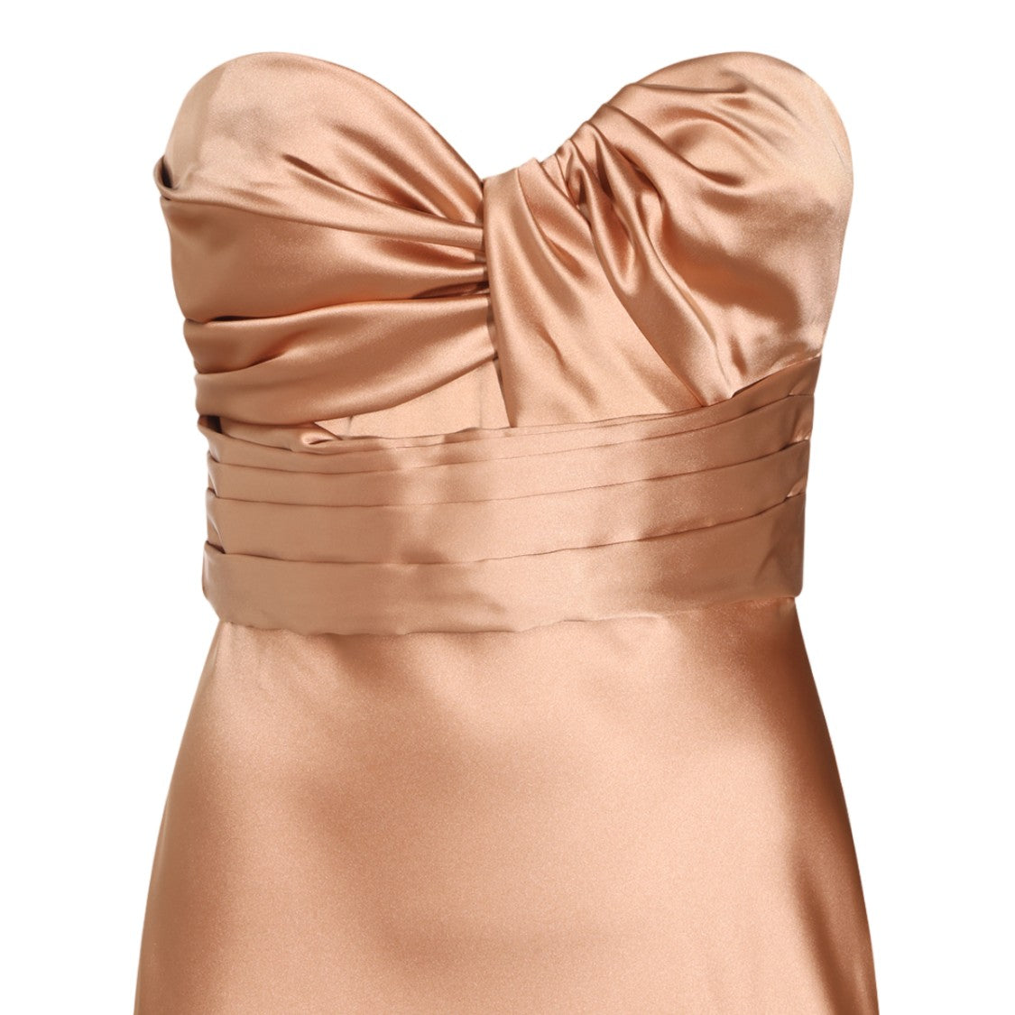 Elisabetta Franchi Strapless Satin-Finish Evening Dress With Ruched Detailing