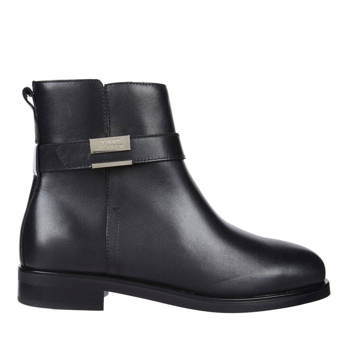 Tommy Hilfiger Black Leather Decorative Belt Boots