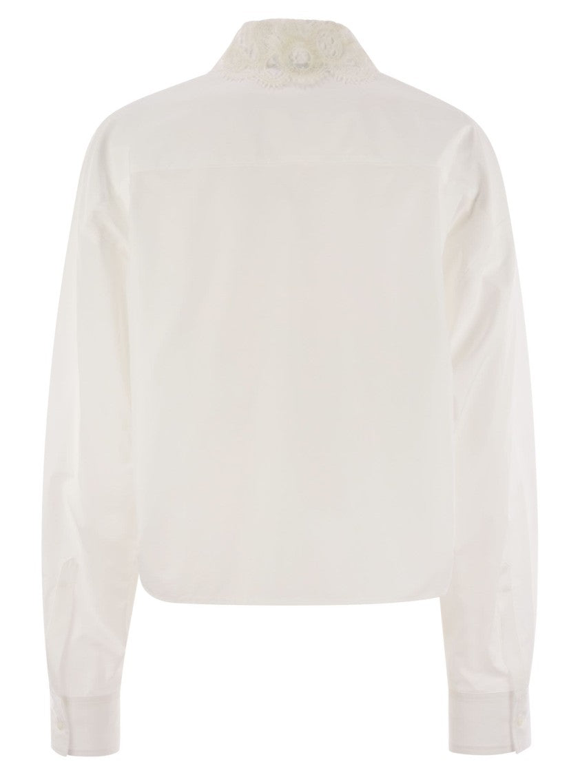 Fabiana Filippi Cropped Shirt With Lace Collar