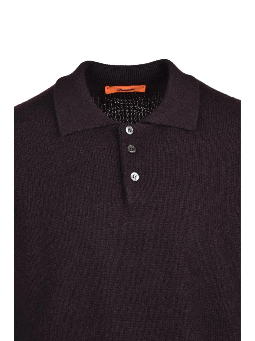 Drumohr Brown Lambswool Polo Shirt