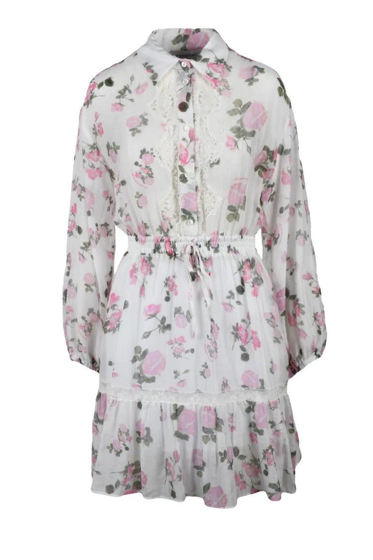 Ermanno Firenze Short Gauzed Dress - White/Pink