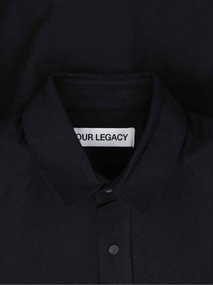 Our Legacy Classic Black Silk Shirt With Contrasting Button Closure