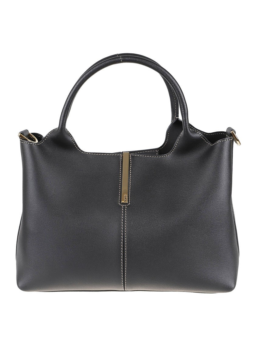 Tod's Structured Black Calfskin Handbag With Minimalist Design