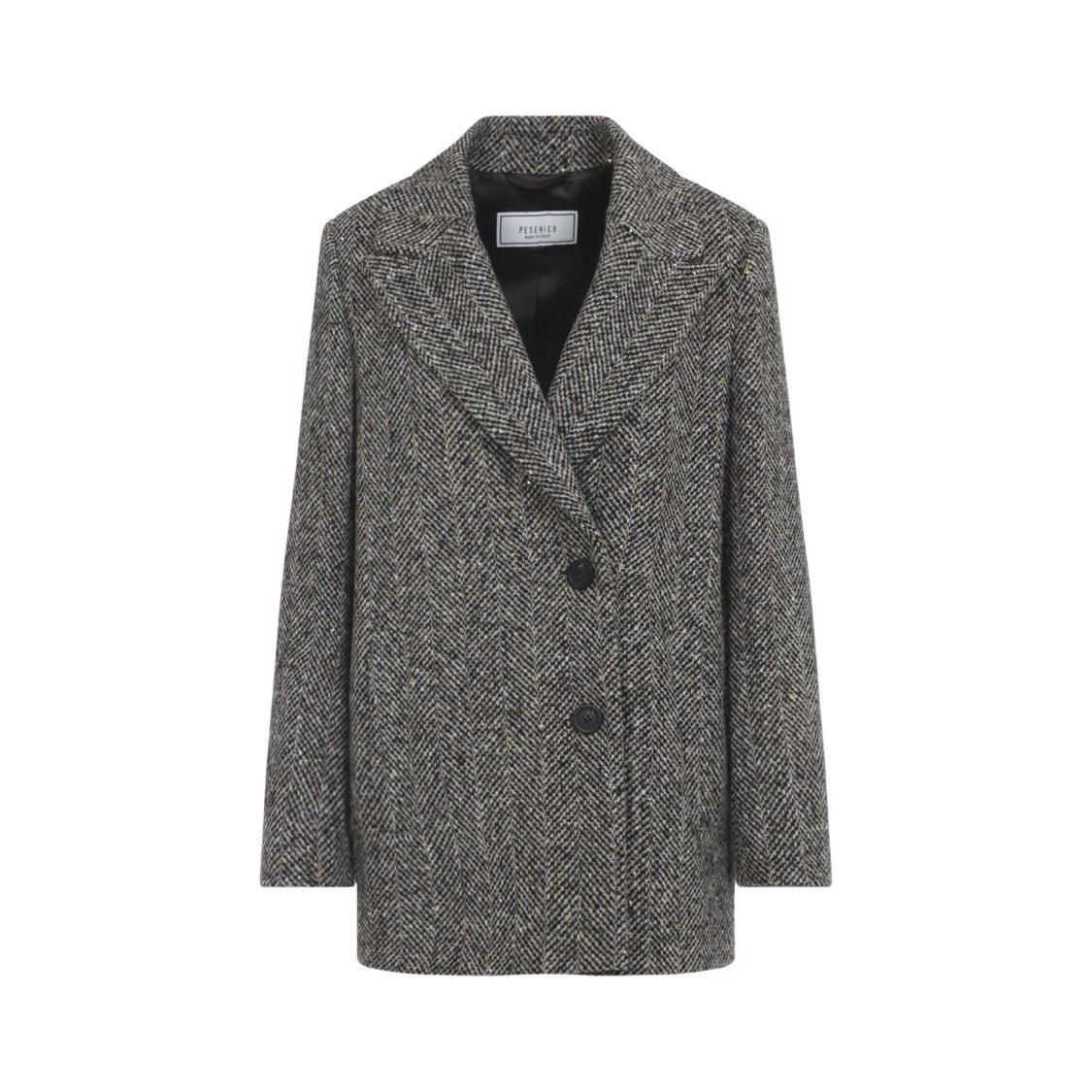 Peserico Textured Herringbone Mid-Length Coat With Notched Lapel