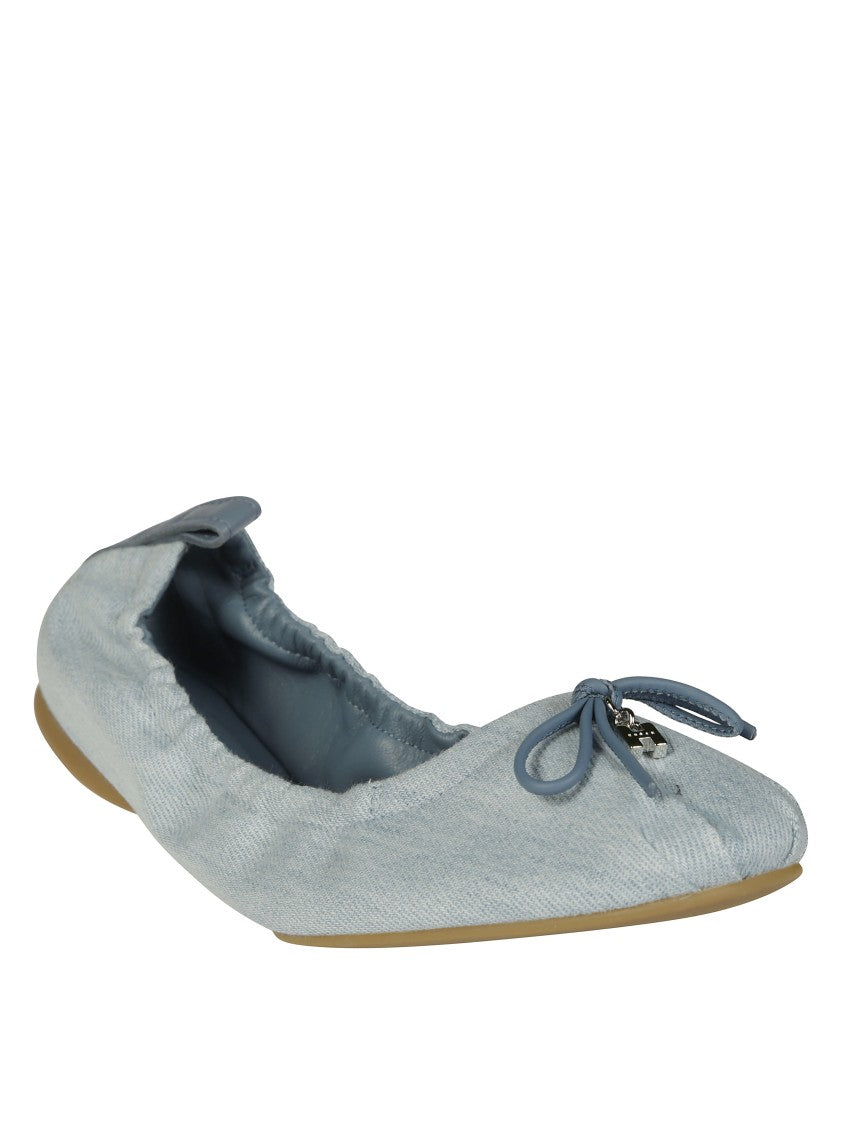 Hogan Textured Upper Ballerina Flats With Bow Accent