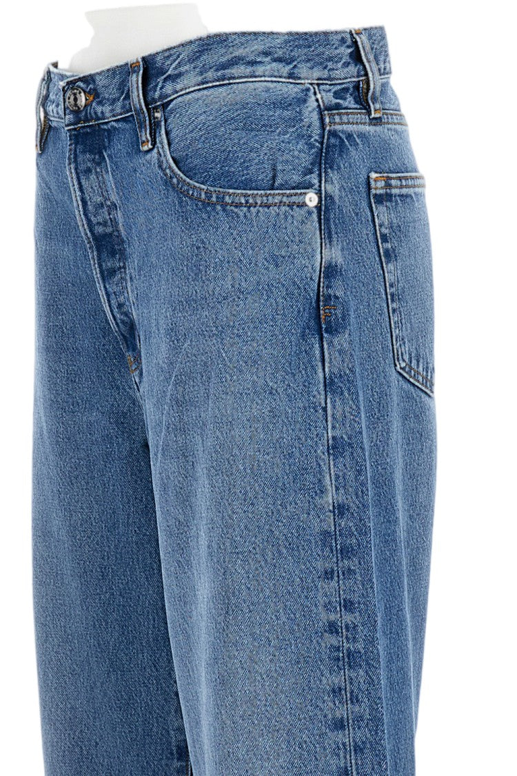 Frame Light Blue Wide Leg Denim Jeans With Classic Five-Pocket Design