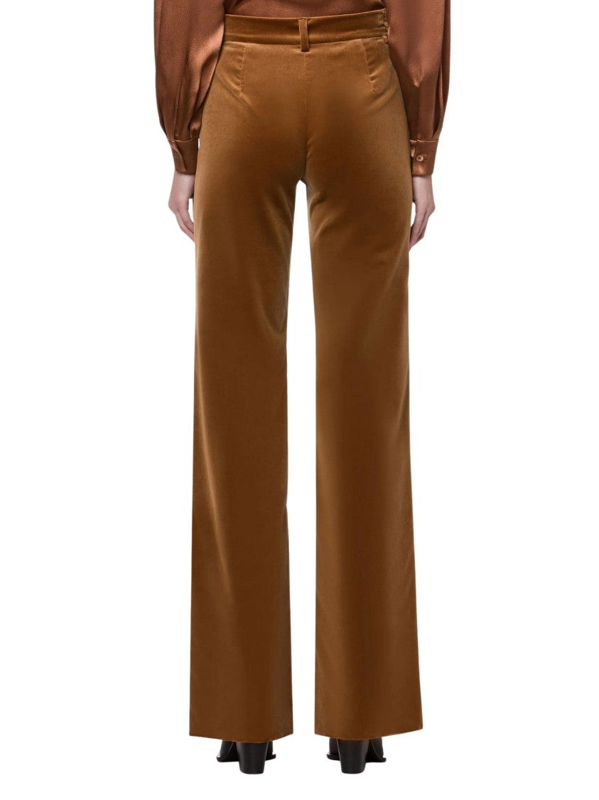 Alberta Ferretti Brown Stretch Cotton Velvet Blend Trousers
