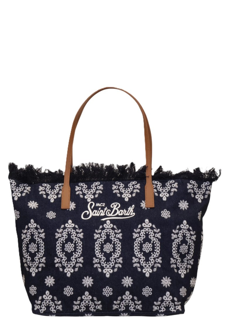 Mc2 Saint Barth Large Tote Bag With Floral Embroidery