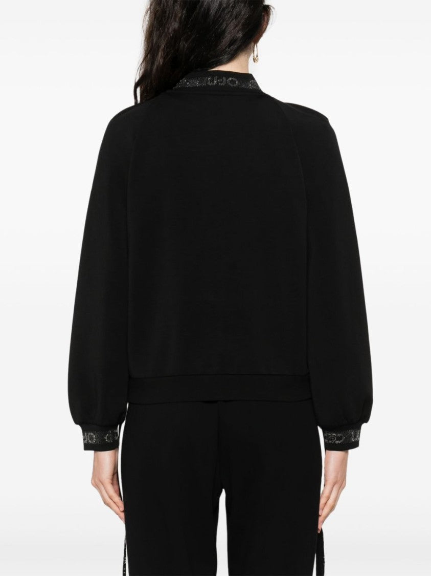 Liu Jo Relaxed Black Sweatshirt With Front Zipper