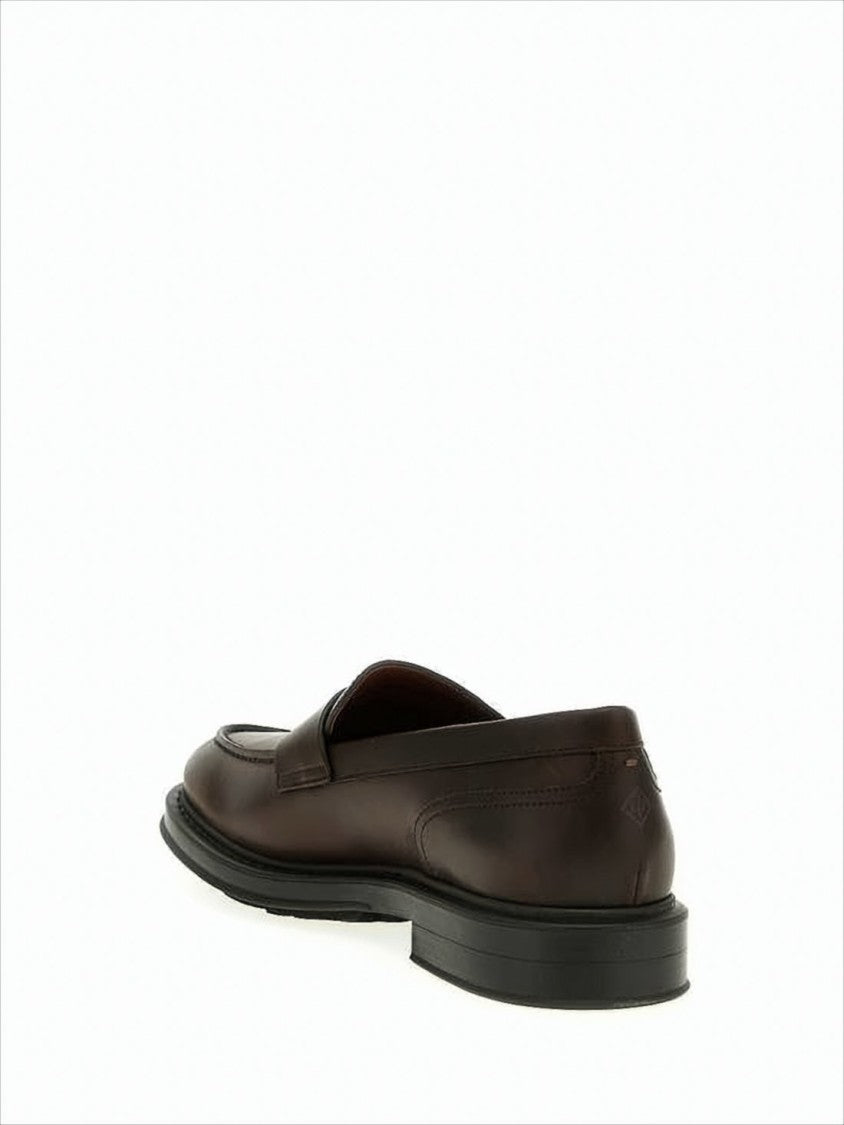 Loro Piana Polished Calf Leather Loafers With Penny Strap