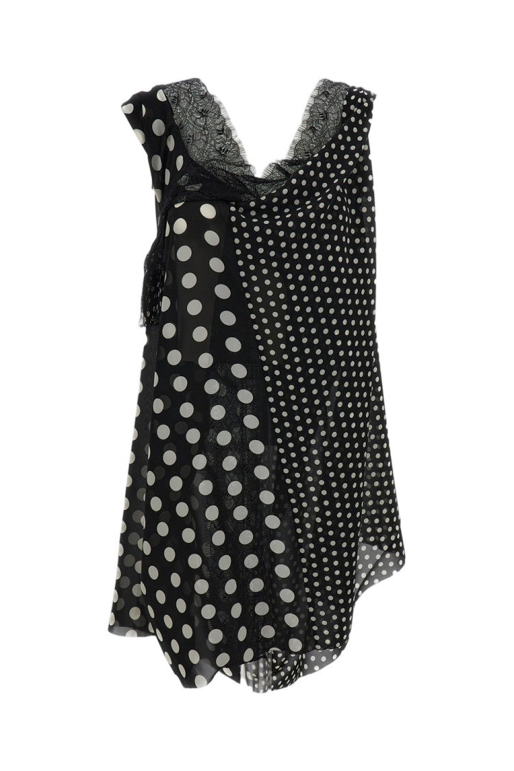Junya Watanabe Black Polka Dot Lace Insert Tank Top