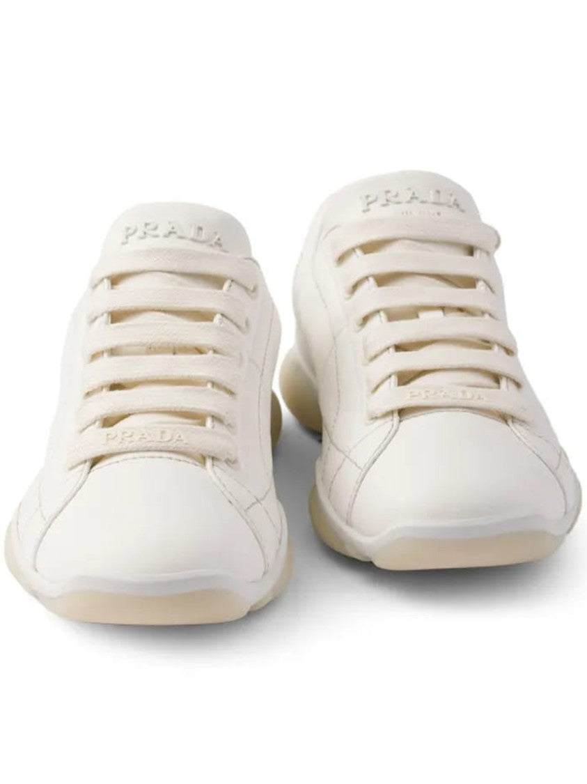 Prada White Spin Nappa Leather Sneakers