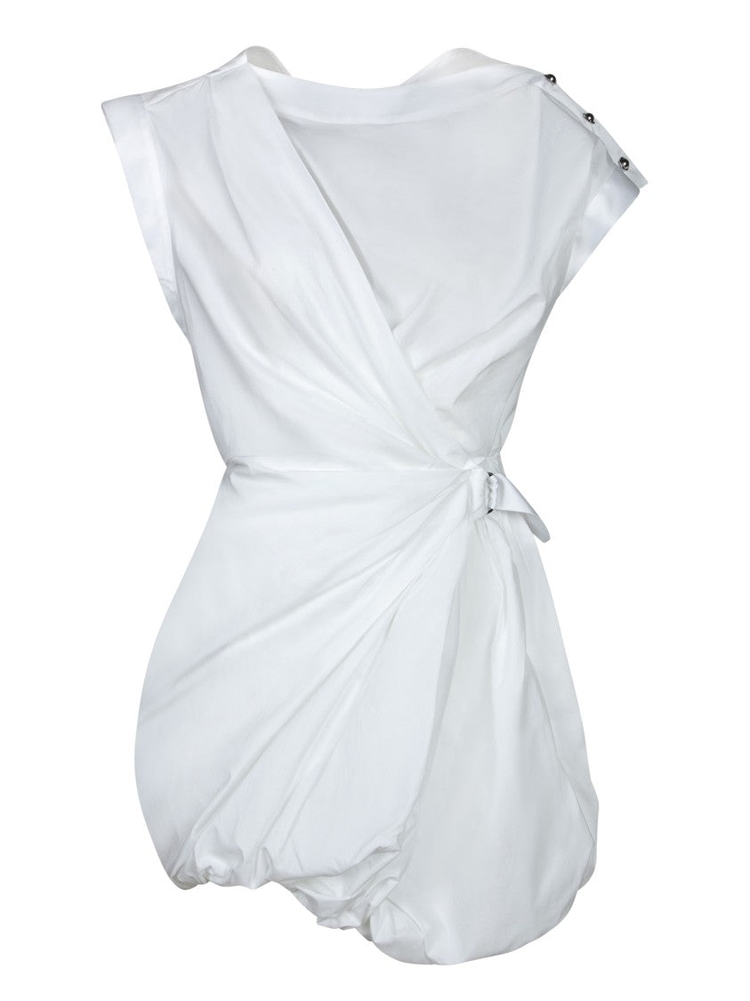 Pinko Wrap White Dress With Cinched Waist