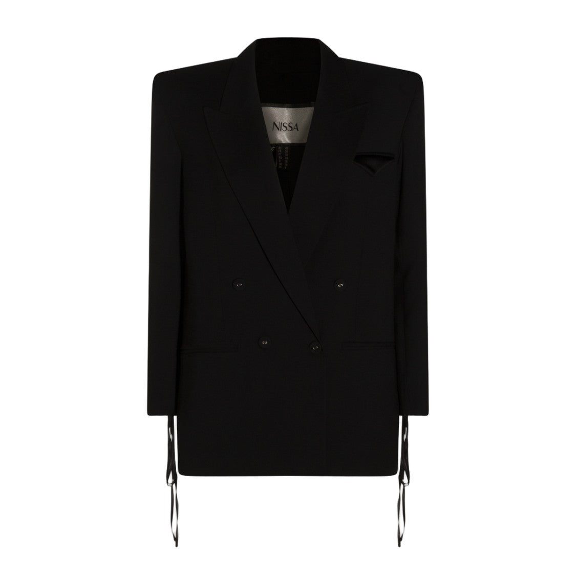 Nissa Double-Breasted Tailored Jacket With Ribbon Ties