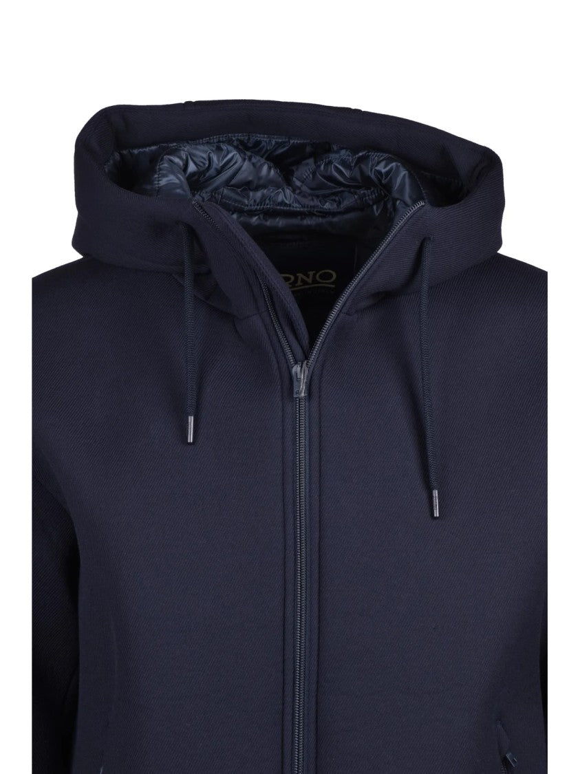 Herno Neoprene-Textured Blue Viscose Herno Overcoat