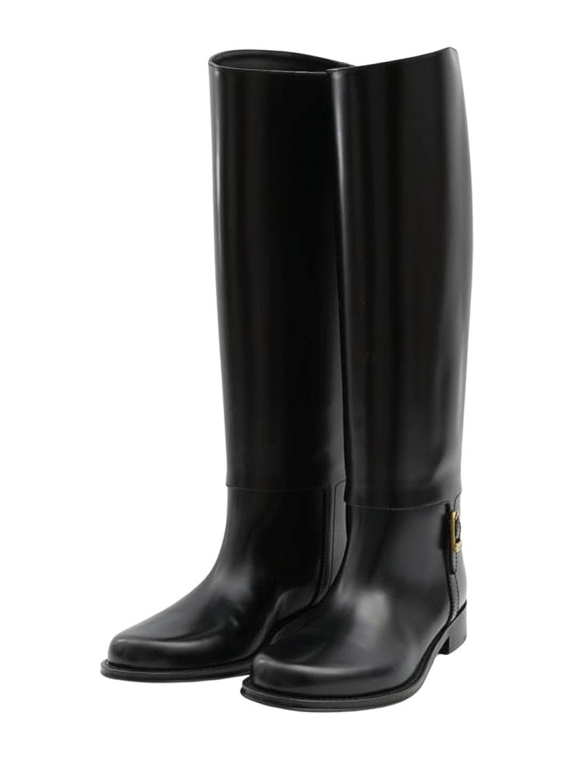 Saint Laurent Polished Calf Leather Knee-High Boots