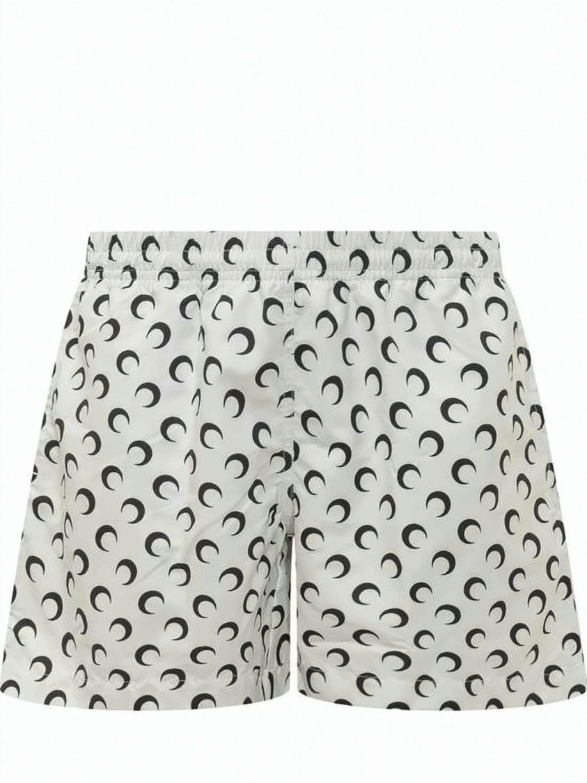 Marine Serre Crescent Moon Patterned Swim Shorts With Elastic Waistband