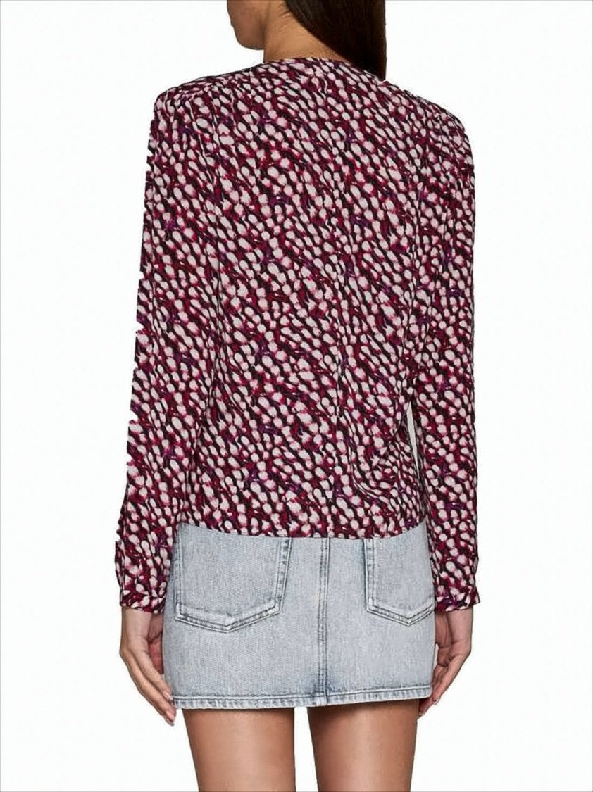 Isabel Marant Abstract Burgundy Blouse With Fitted Waist