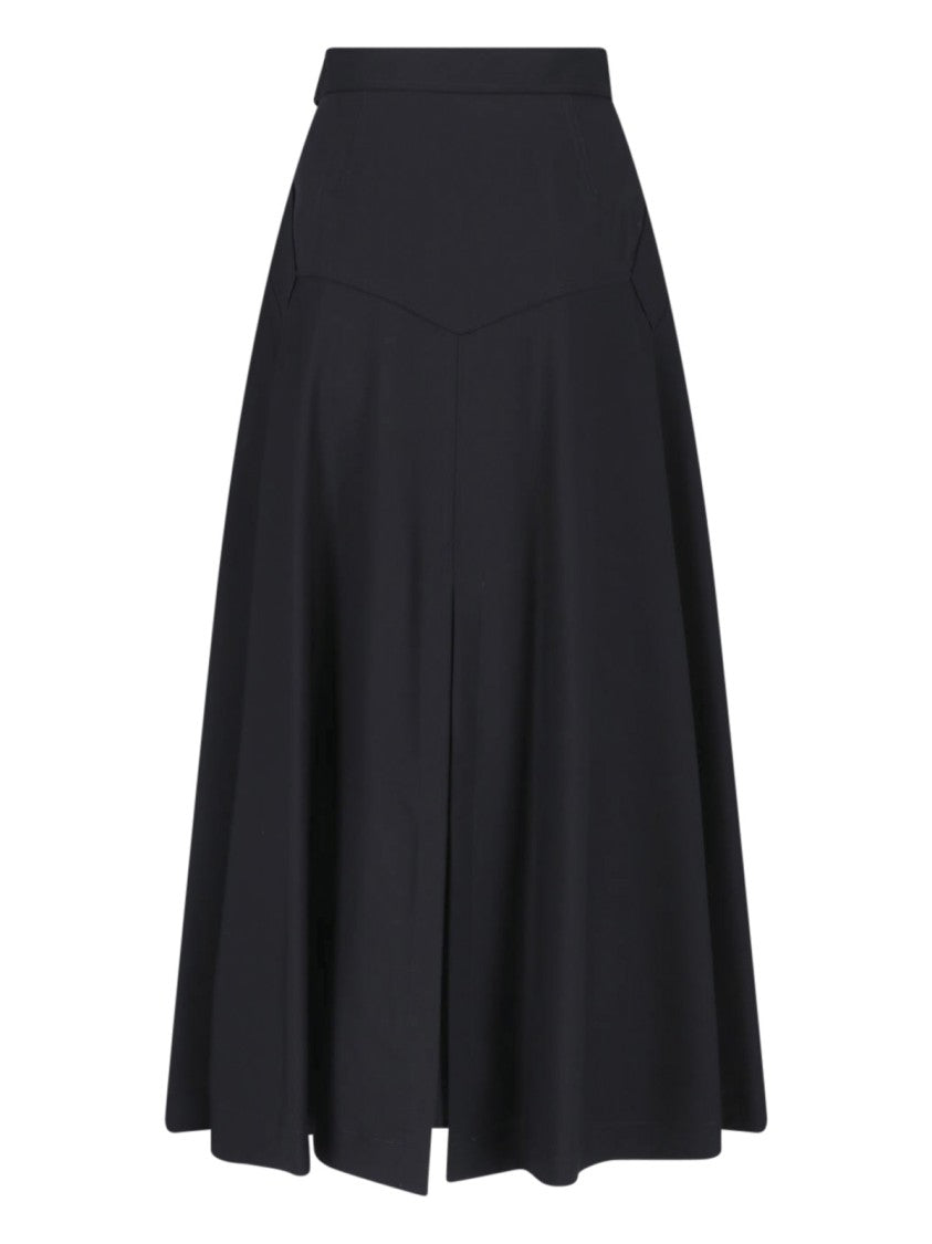 Burberry Black Check Hem Wool Maxi Skirt