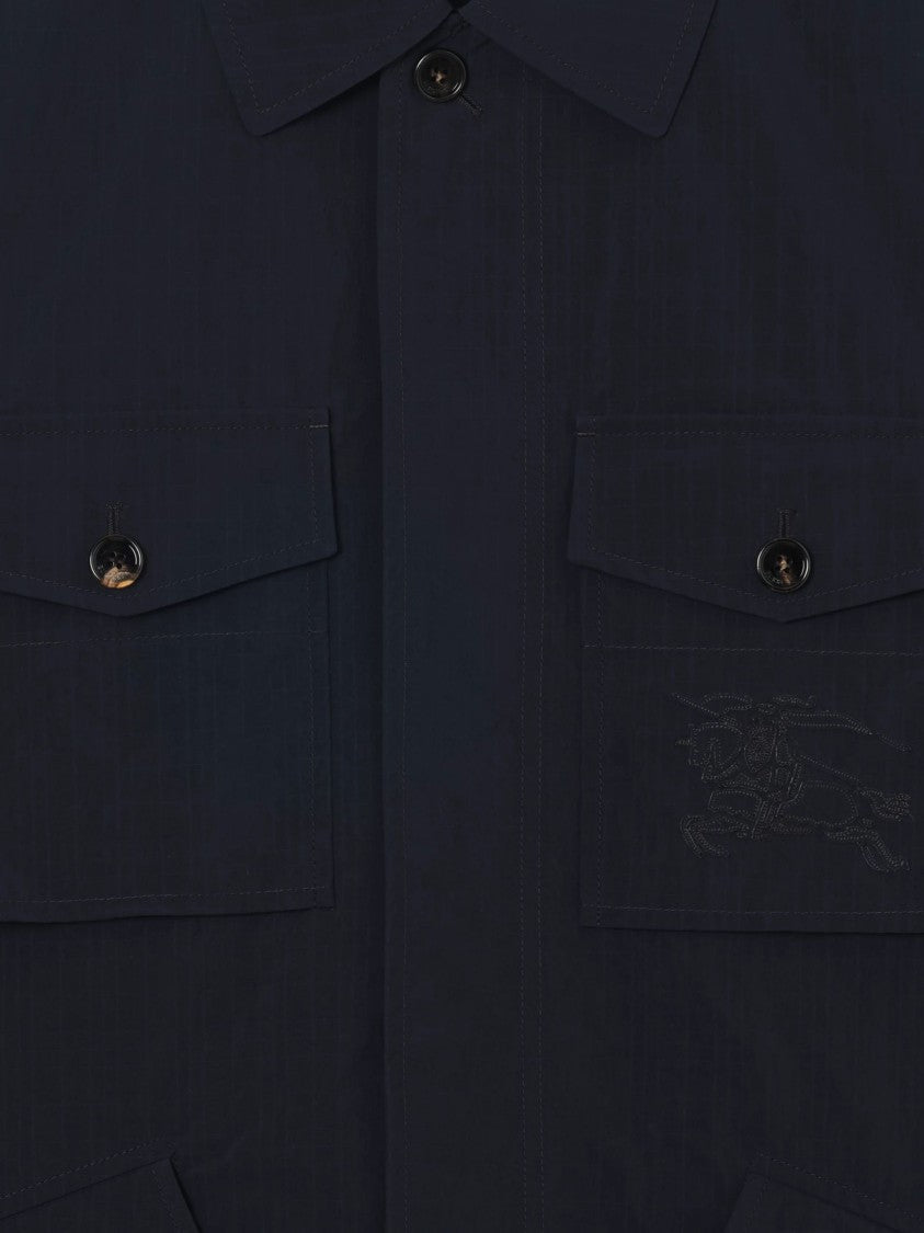 Burberry Blue Stitched Pockets Casual Jacket