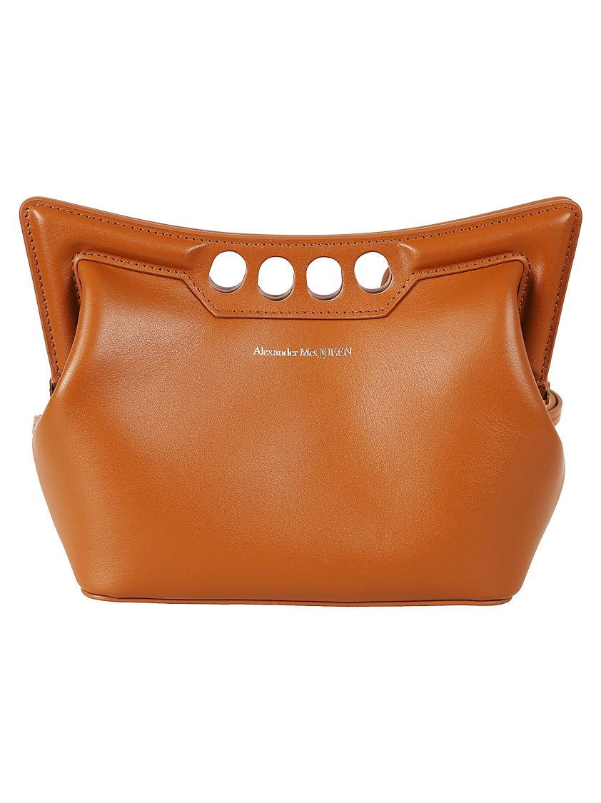 Alexander Mcqueen Structured Leather Bag With Unique Cut-Out Handle