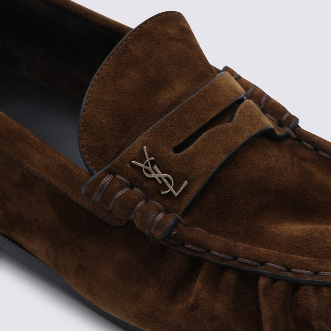 Saint Laurent Brown Suede Loafers