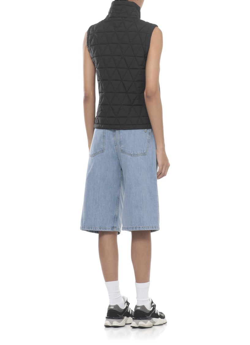 K-Way Black Satine Diamond Quilted Gilet